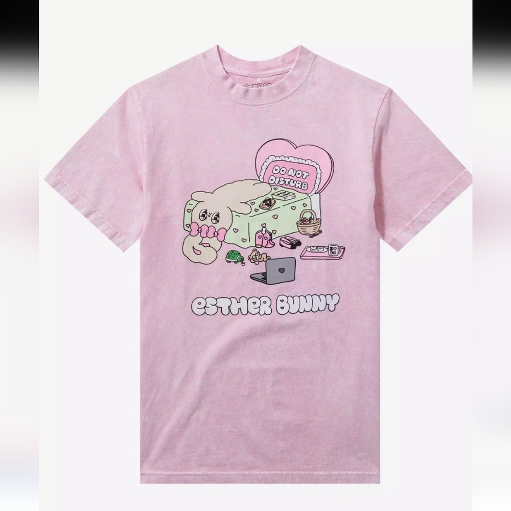 Hot Topic Esther Bunny Lazy Day Pink Tee Shirt New Tags XL Kawaii